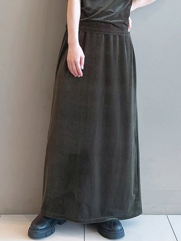 Soft Velour Straight Skirt
