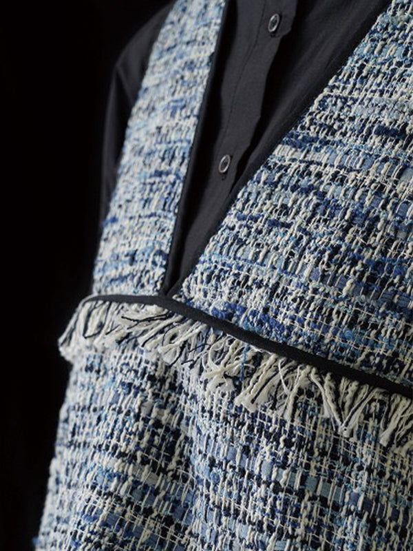 バックオーバートリムツイードベスト