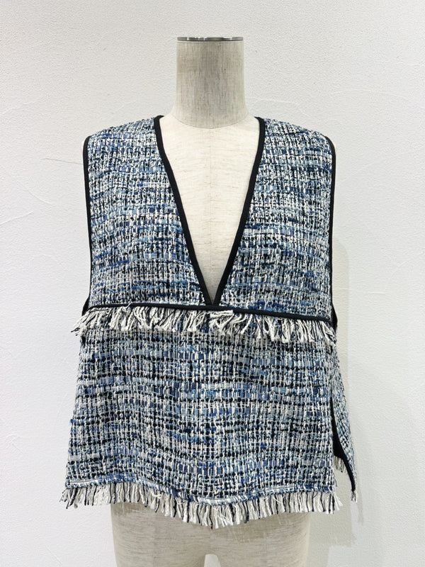 バックオーバートリムツイードベスト