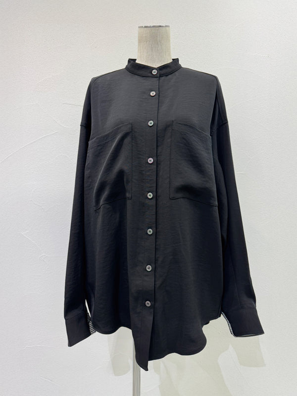 アームドレープグロッシーオーバーシャツ