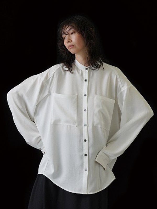 アームドレープグロッシーオーバーシャツ