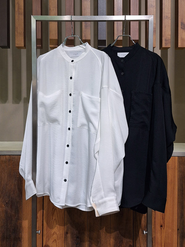 アームドレープグロッシーオーバーシャツ