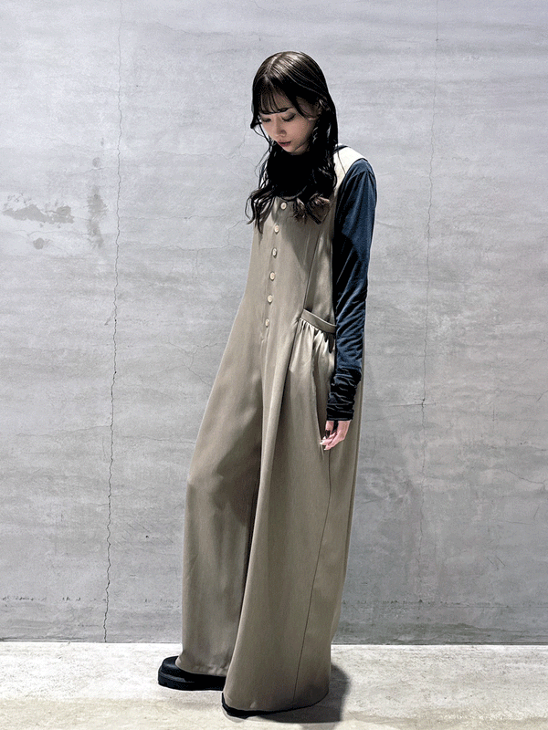 ギャザーポケットサロペット