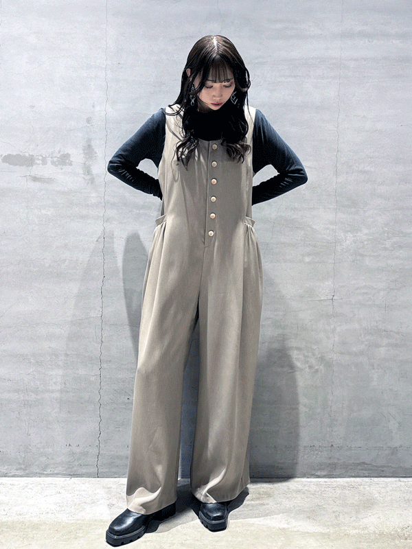 ギャザーポケットサロペット