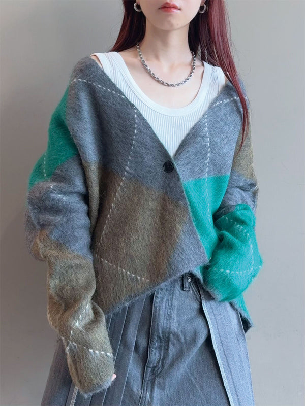 アーガイルカーディガン