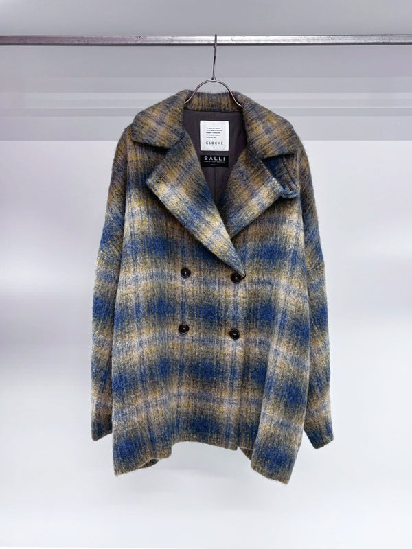 ウールシャギーチェックコート