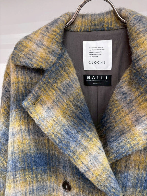 ウールシャギーチェックコート