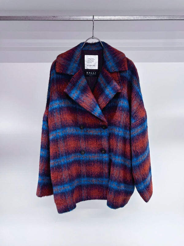 ウールシャギーチェックコート