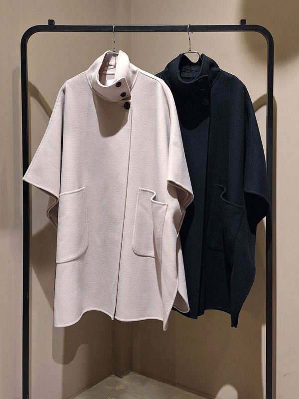 STAND COLLAR PONCHO COAT