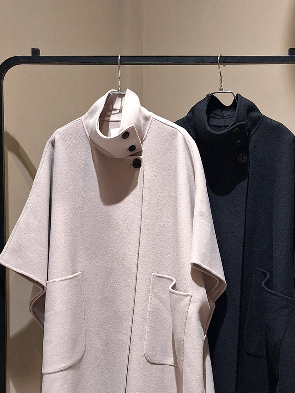 STAND COLLAR PONCHO COAT