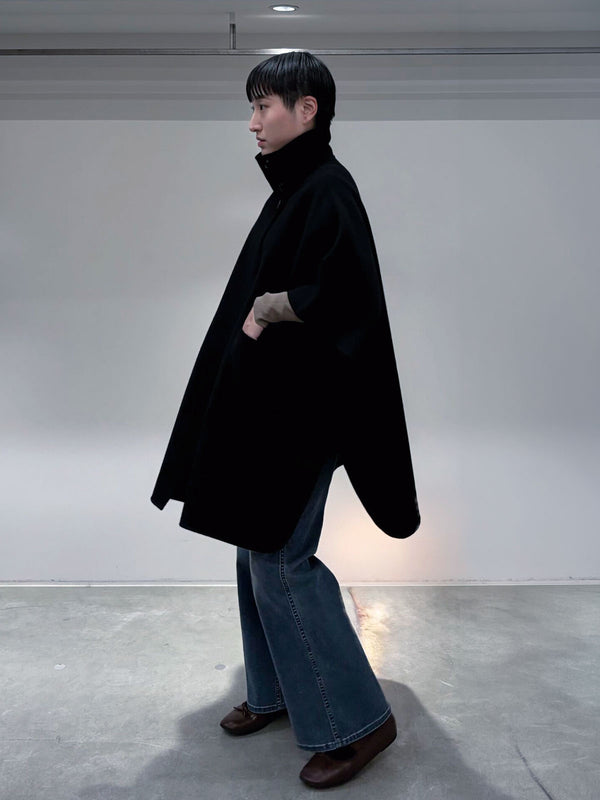 STAND COLLAR PONCHO COAT