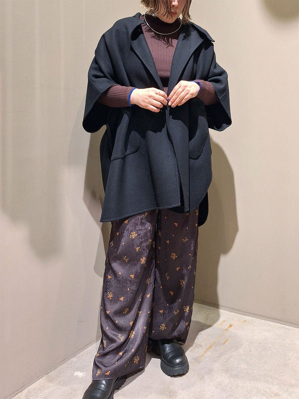 STAND COLLAR PONCHO COAT