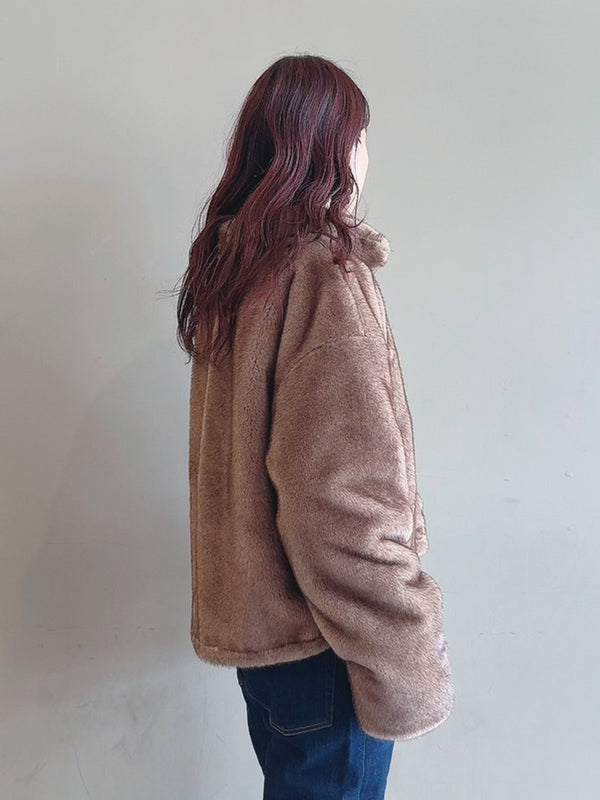 スタンドカラーフェイクファーブルゾン