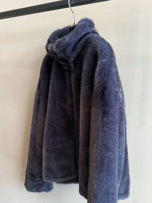 スタンドカラーフェイクファーブルゾン