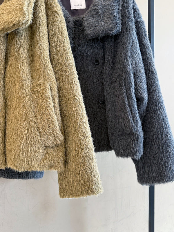 FUNNEL NECK SHAGGY COAT