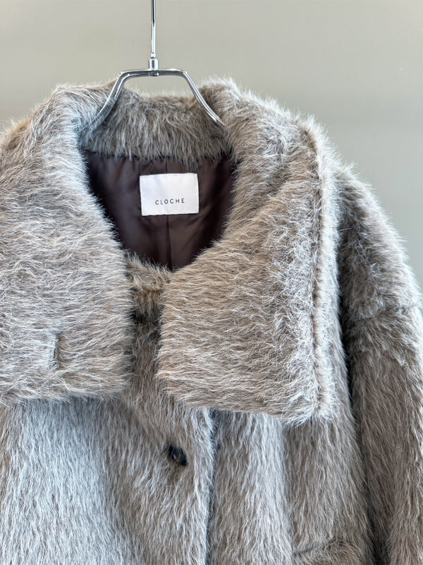 FUNNEL NECK SHAGGY COAT