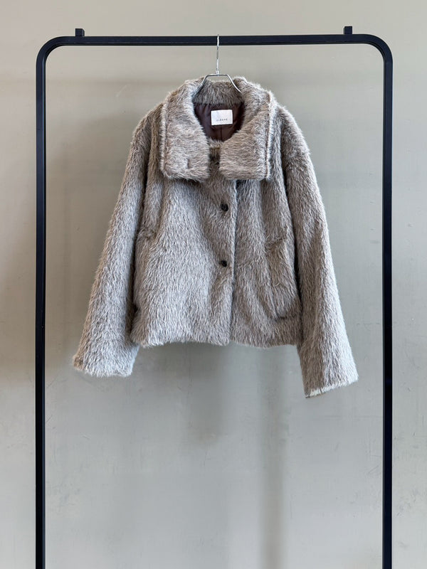 FUNNEL NECK SHAGGY COAT