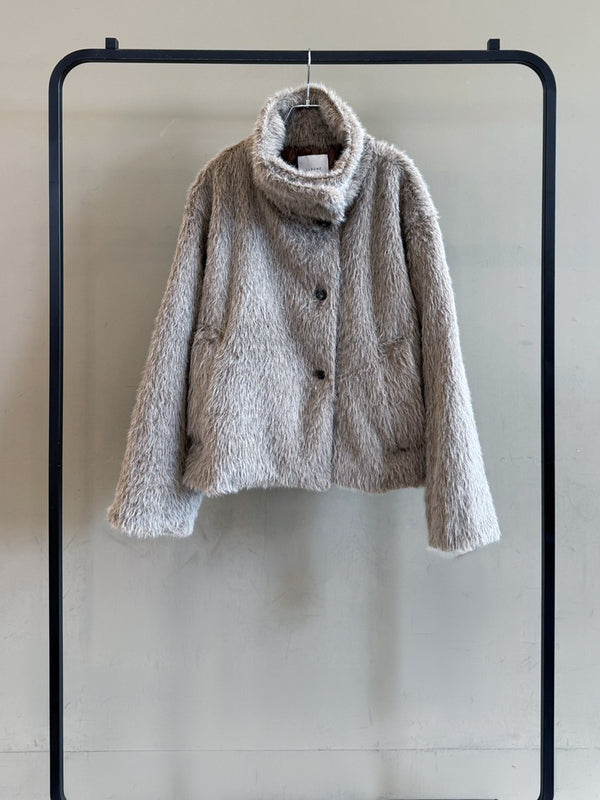 FUNNEL NECK SHAGGY COAT