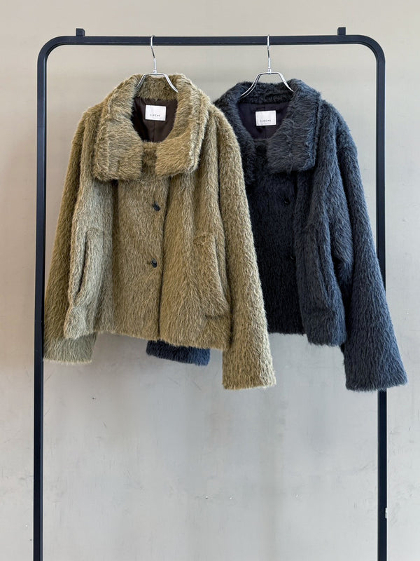 FUNNEL NECK SHAGGY COAT