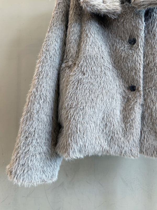 FUNNEL NECK SHAGGY COAT