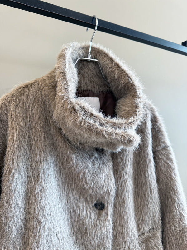 FUNNEL NECK SHAGGY COAT
