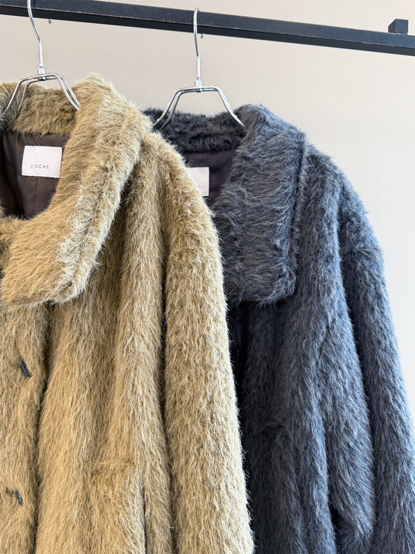 FUNNEL NECK SHAGGY COAT
