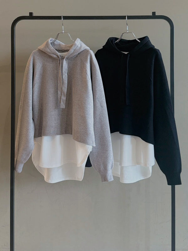 KNIT HOODIE GEORGETTE INNER SET