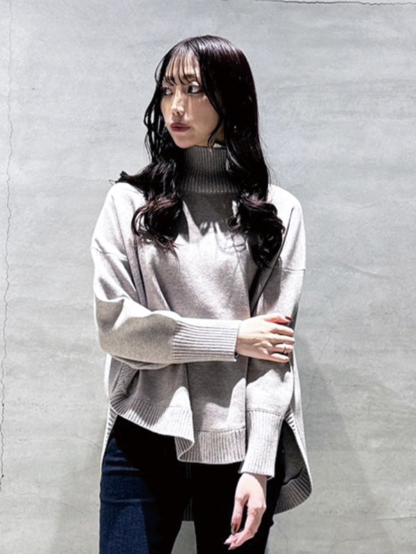 ダブルカラータートルニット