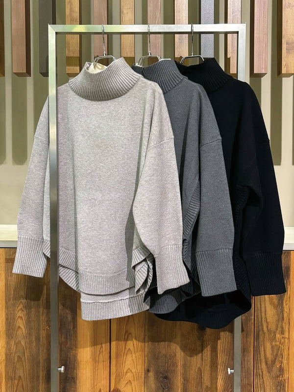 ダブルカラータートルニット