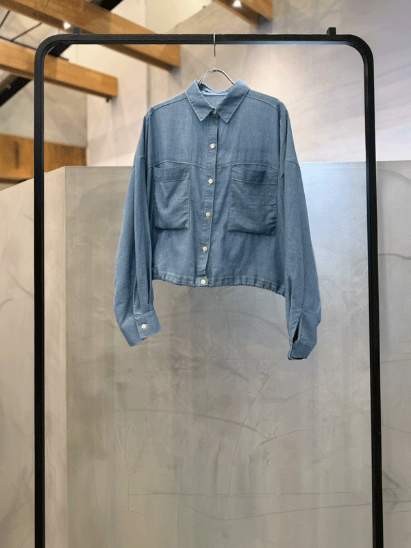 ガーゼデニム調シャツ