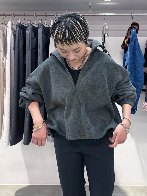 フリースハーフジッププルオーバー