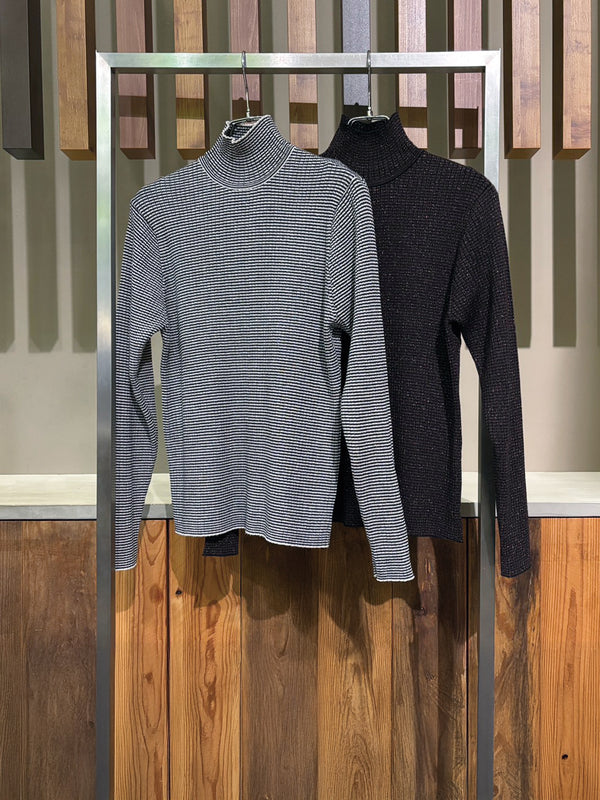 ラメボーダーリブニット