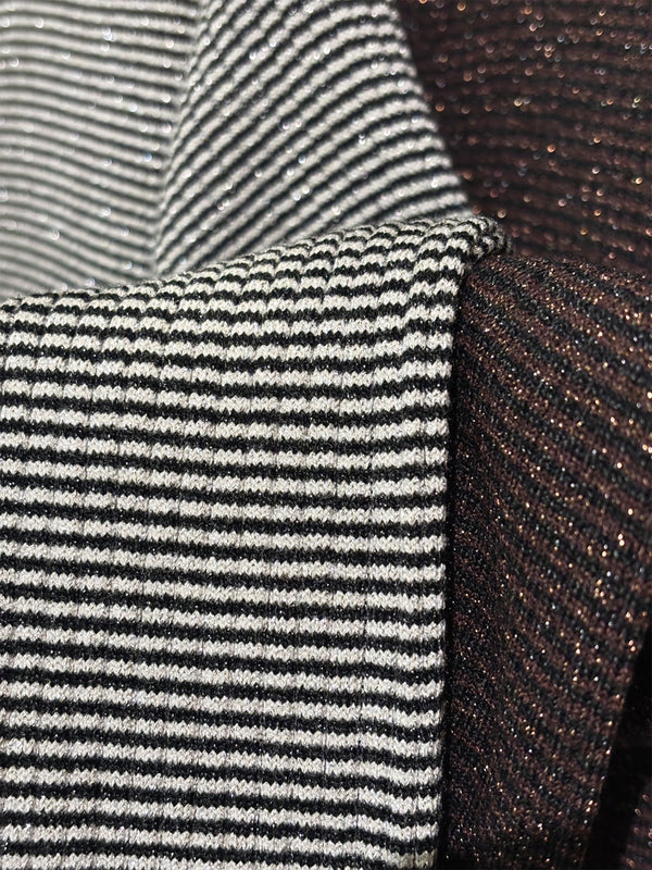 ラメボーダーリブニット