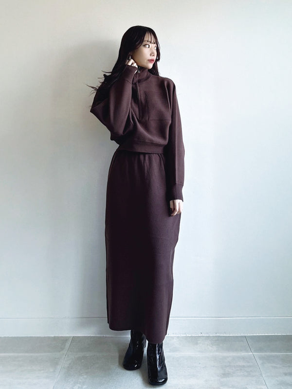 ハーフジップニットセットアップ