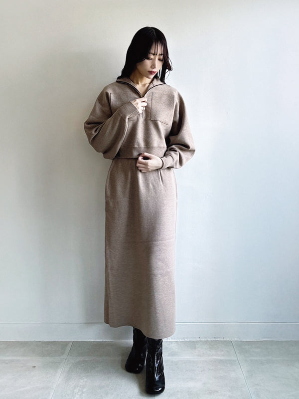 ハーフジップニットセットアップ