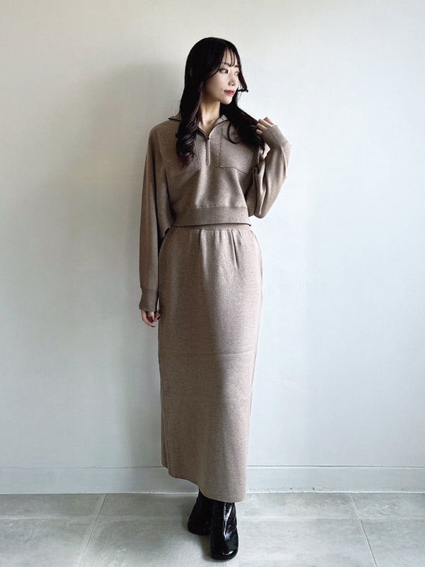 ハーフジップニットセットアップ