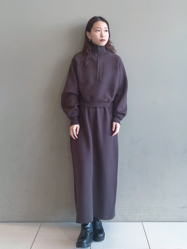 ハーフジップニットセットアップ