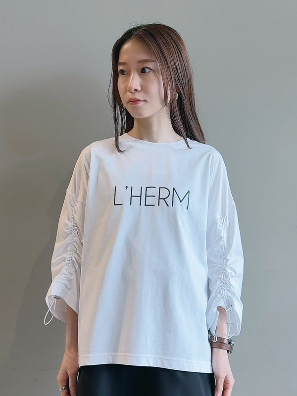 袖シャーリングLHERMロゴＴ