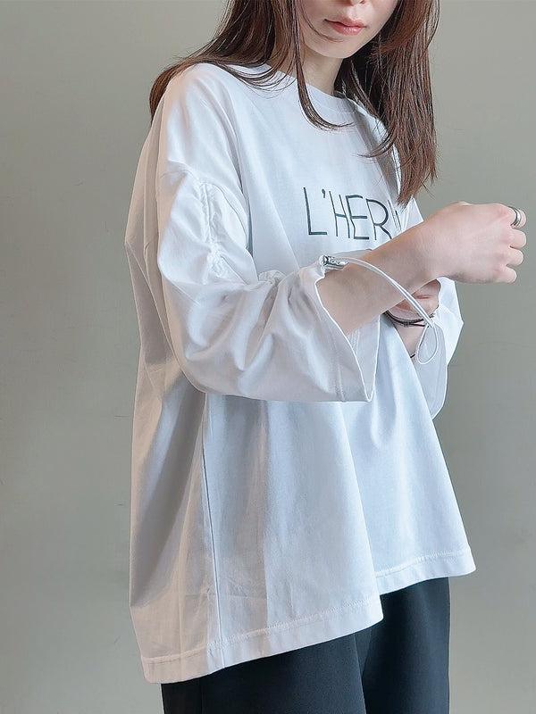 袖シャーリングLHERMロゴＴ