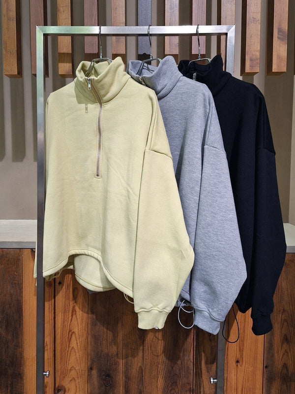 ハーフジップ裏起毛PO