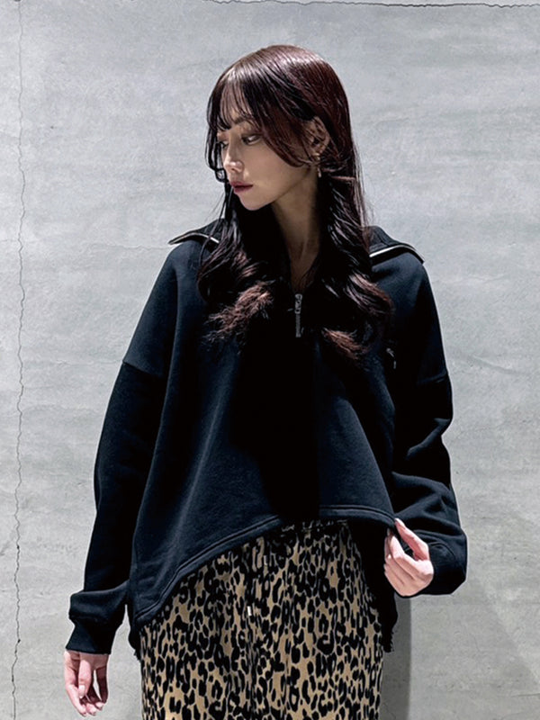 ハーフジップ裏起毛PO