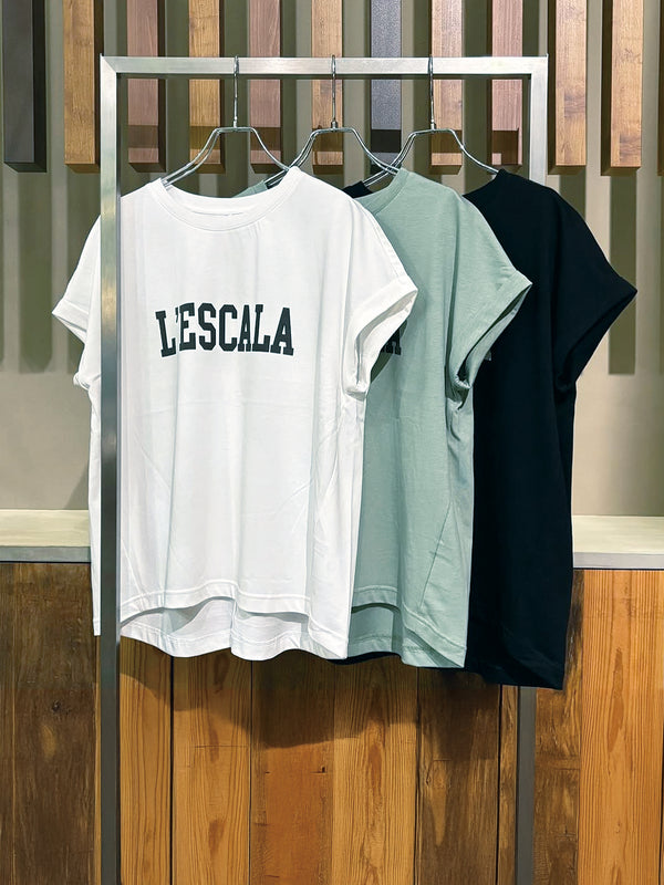 LESCALA 袖ロールアップTシャツ