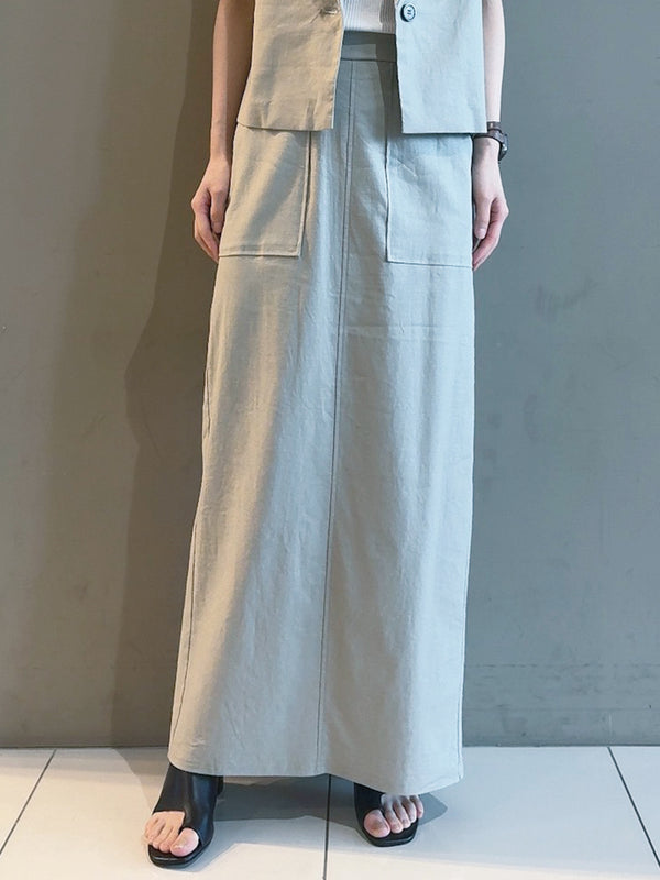 フレンチリネンストレッチタイトスカート