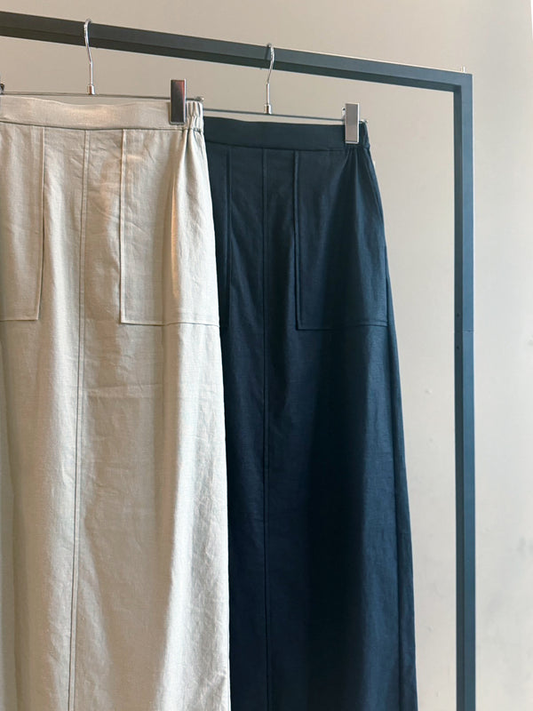 フレンチリネンストレッチタイトスカート