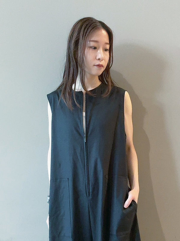 フレンチリネンストレッチサロペット