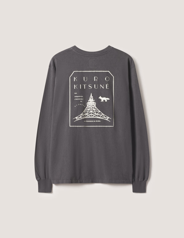 MAISON KITSUNÉ X KURO FADED BLACK LONG SLEEVE TEE
