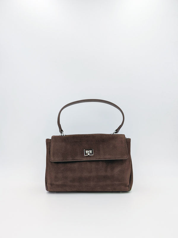 suede twistlock l bag