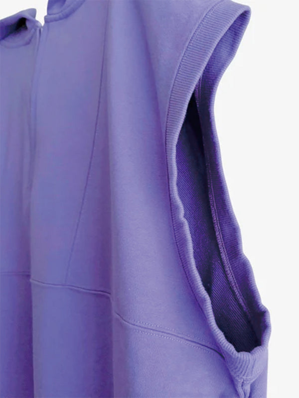 SLEEVELESS HOODED ZIP VEST