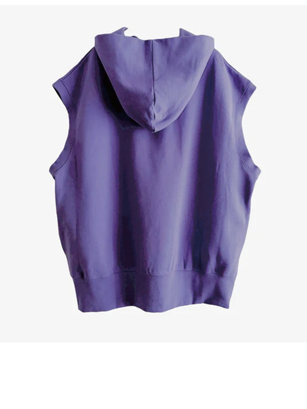 SLEEVELESS HOODED ZIP VEST