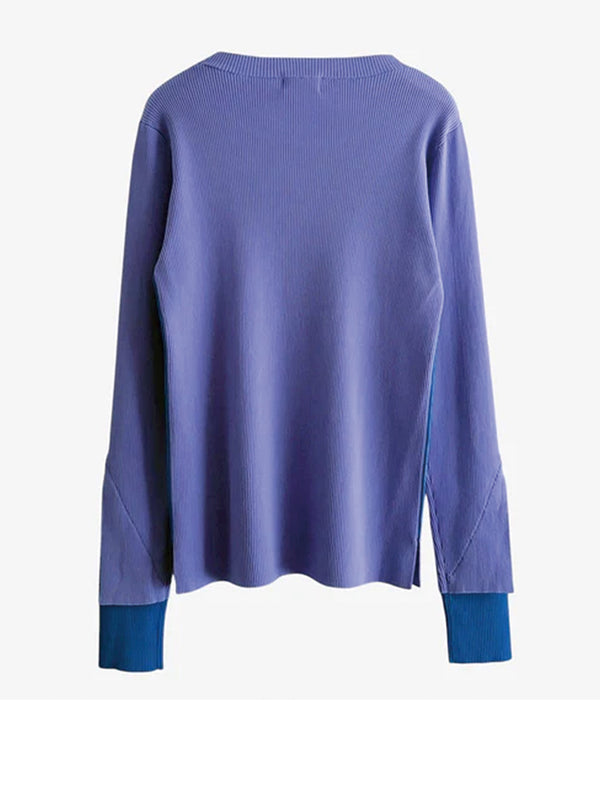 COLOR BLOCK RIB KNIT TOP